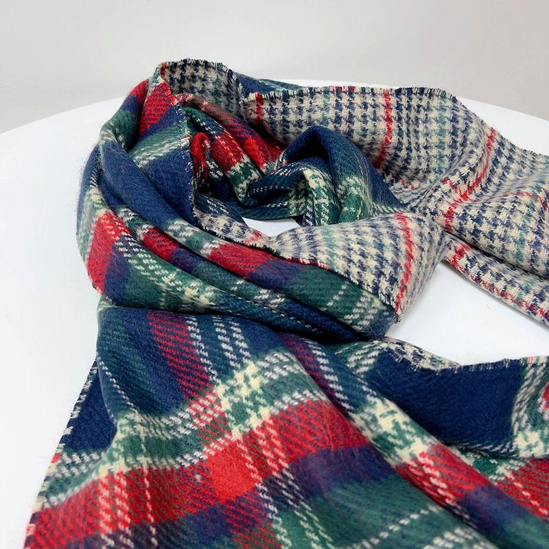 

Autumn And Winter Double-Sided Acrylic Thickened sScarves Imitation Cashmere Striped Plaid Shawls And Scarves 60x180cm