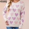 YYFS Damen Mode Lässig Herbst Winter Liebesbrief Druck Langarm Rundhals Oberteile Damenbekleidung Wollstrickwaren Pullover