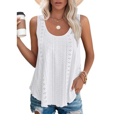 Damesmode Casual Zomer Effen Kleur Print Mouwloos U-hals Losse Vest T-shirt EMA
