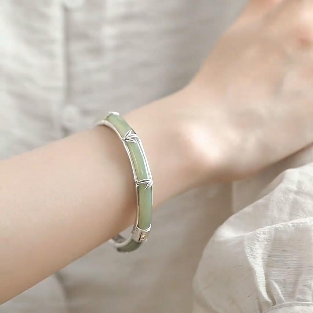 Retro style bamboo bracelet women's new Chinese style classical national style peony flower bracelet court style mother bracelet