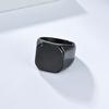 16mm Men's Glossy Square Stamp Ring, Fashionable and Personalized Ring 2025