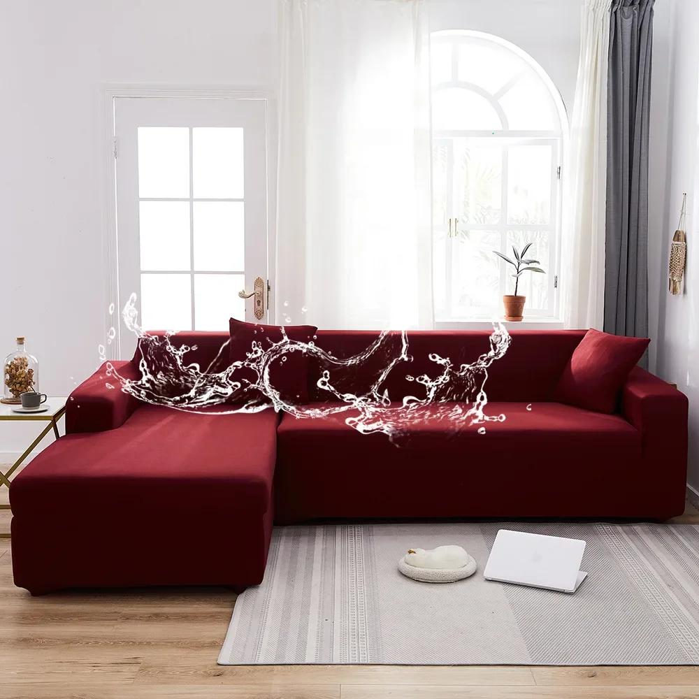 Waterproof Sofa Covers 1/2/3/4 Seats Elastic Solid Couch Cover L Shaped Sofa  Cover Protector Bench Covers