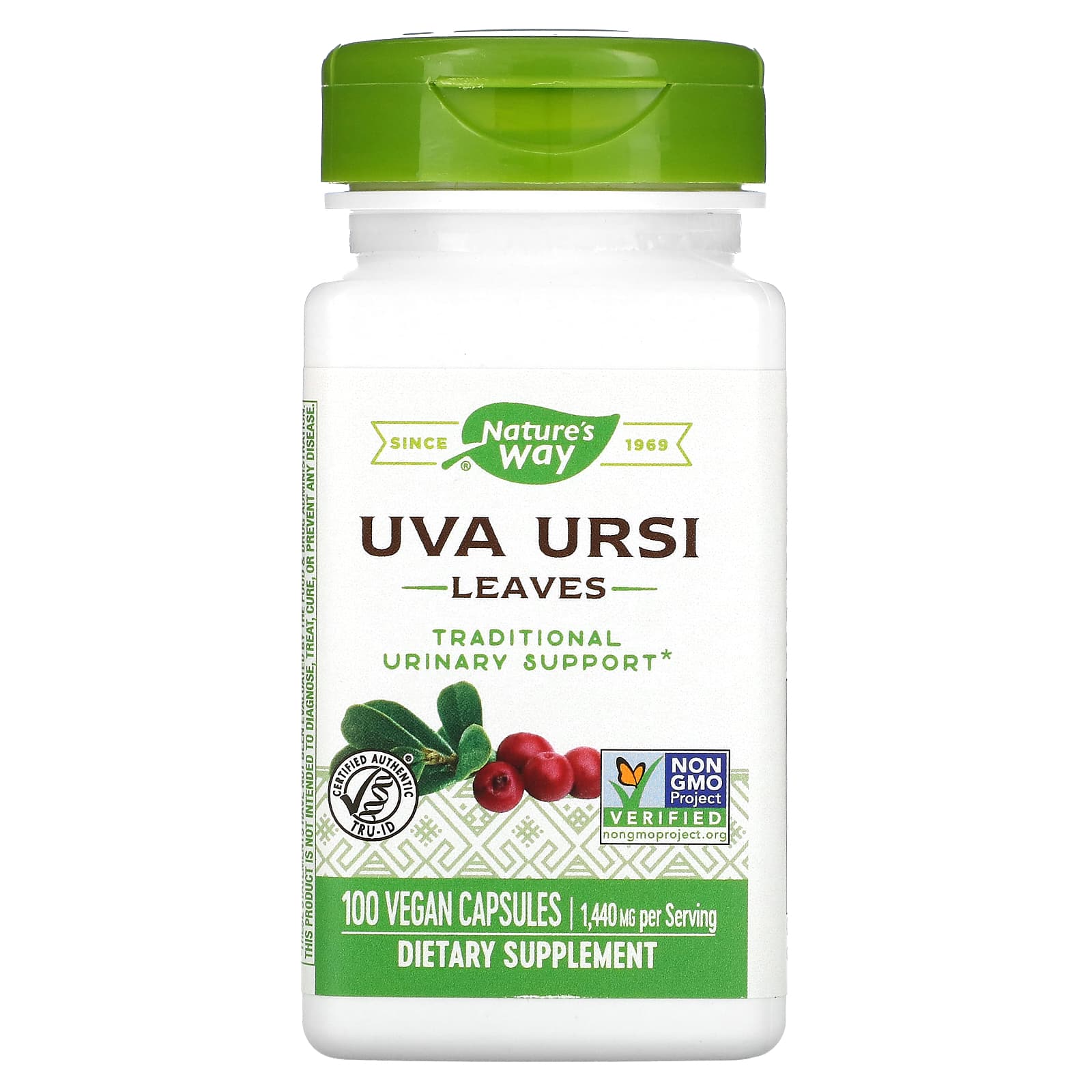 

Nature s Way, Uva Ursi, лист, 1440 мг, 100 овочевих капсул (480 мг в капсулі)