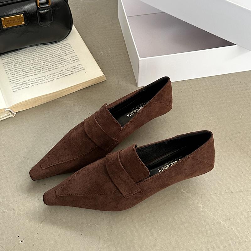 Mode SUOJIALUN 2024 Neue Marke Damen Bootsschuhe Spitze Zehenpartie Slipper Damen Elegant Einzelne Schuhe Quadratischer Niedriger Absatz Kleid Pumps Schuhe