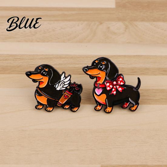 Textured Brooch Decorative Enamel Dachshund Design Zinc Alloy Lapel Pin