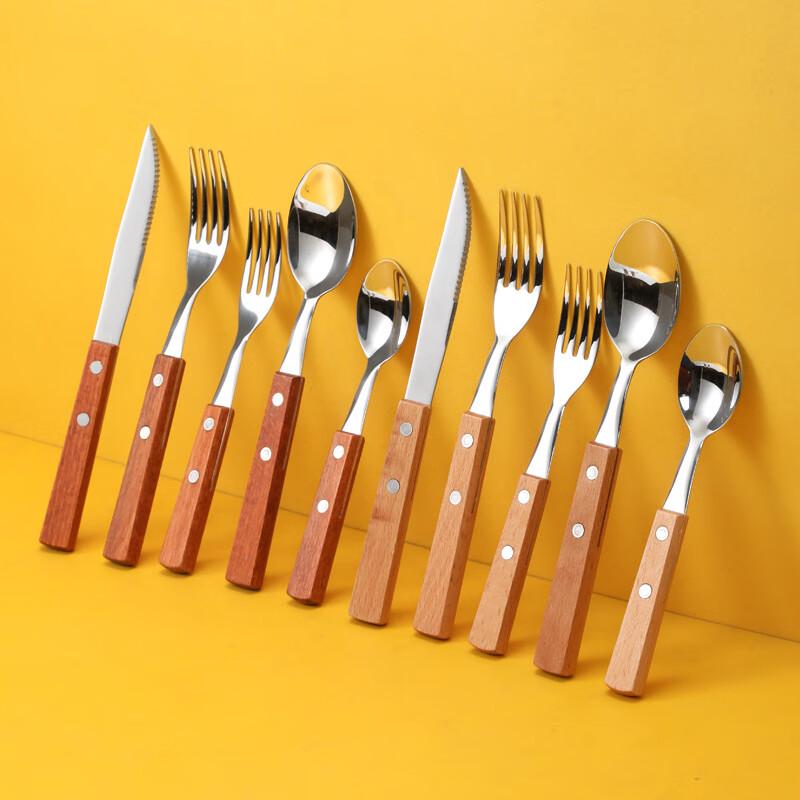 Huinizi Beechwood Handle 304 Stainless Steel Western Cutlery