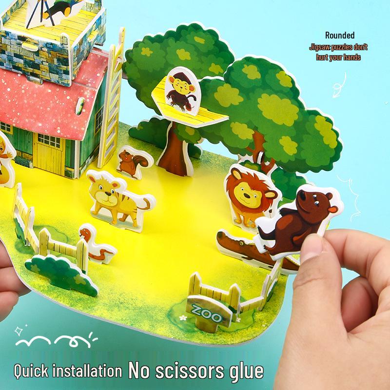 3D Stereo DIY Paper Puzzle - Handmade Small House Toy for Children Aged 3-6.