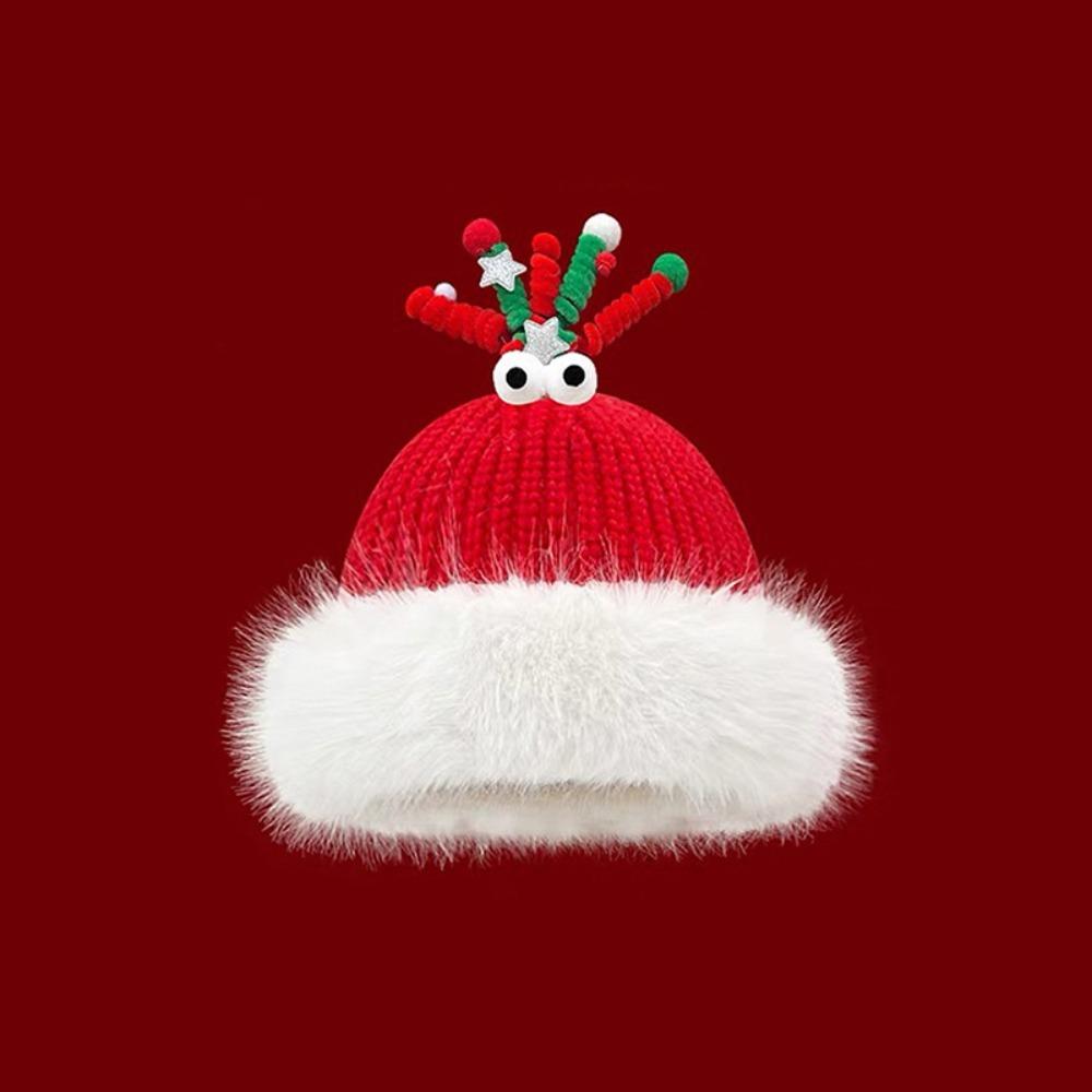 Soft Christmas Plush Cap Windproof Big Pullover Hat Fashion Thickened Brimless Cap  Outdoor