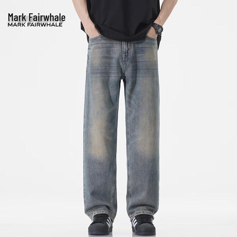 Mark Fairwhale Men's American Retro Loose Straight Leg Distressed Jeans
