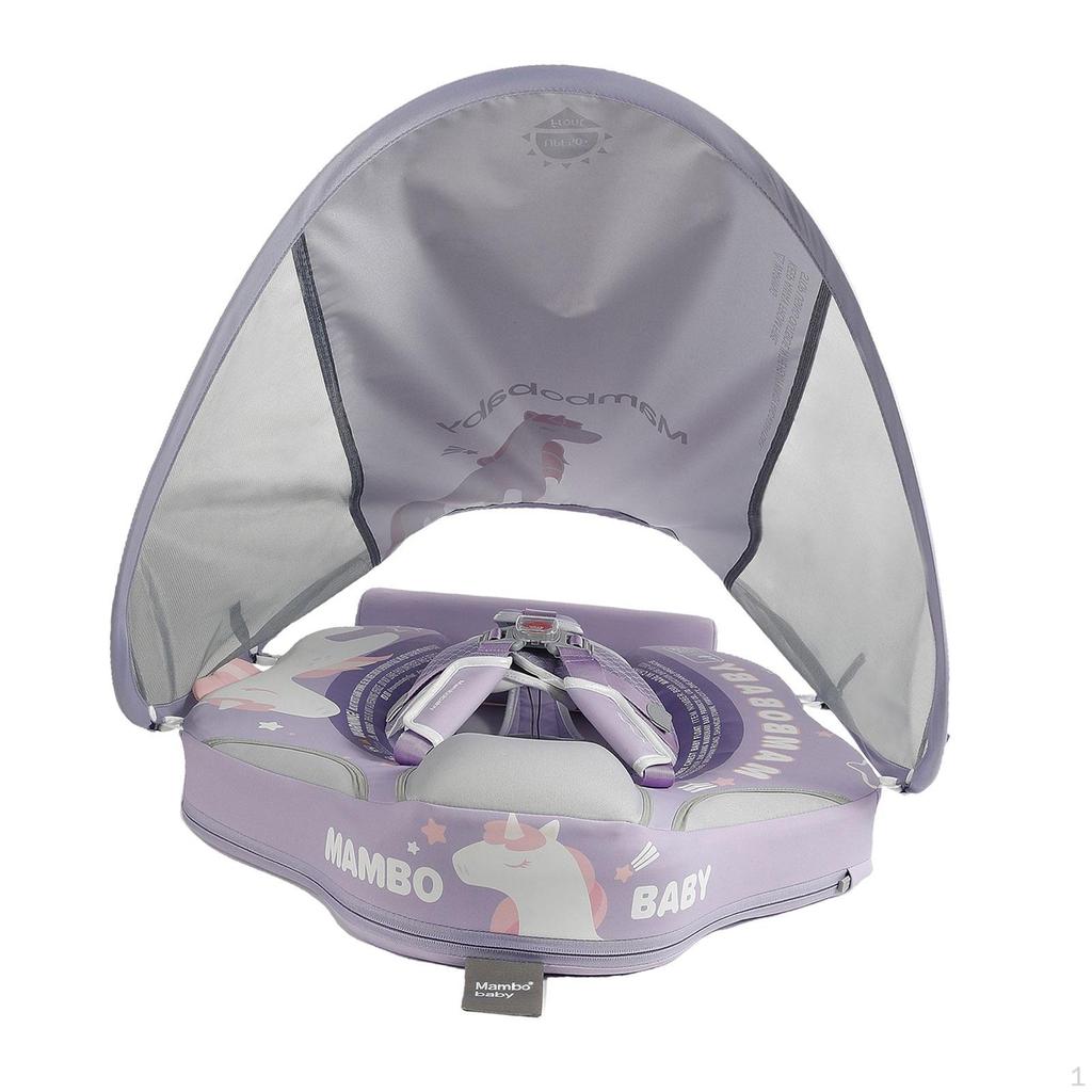 Baby Swim Float with Canopy Non Inflatable Soft Stable Infant for Pool Purple