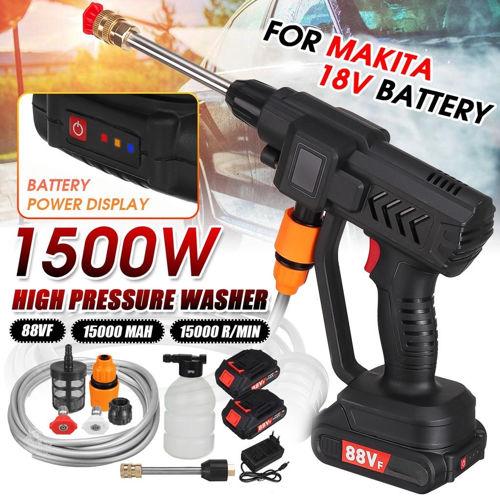 1500W 60 Bar Cordless High Pressure Car Washer Rechargeable Car Electric Water Gun Foam Machine for Makita 18V Battery
