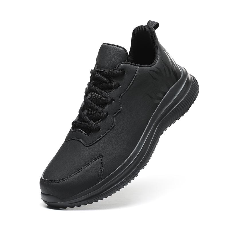 Herenschoenen Geheel zwarte sport-vrijetijdsschoenen Lichtgewicht reisschoen met zachte bodem Leren waterdichte grote maten schoenen