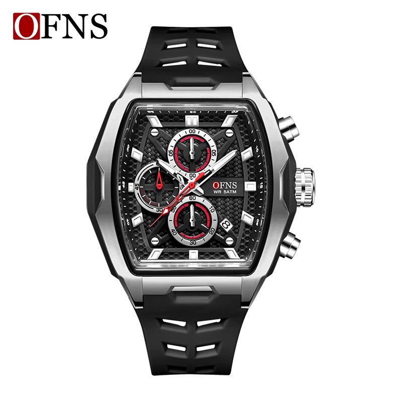 Oufanni Sportive Quartz Chronograph: Stylish Tonneau Men's Watch for Students with Multifunctional Design