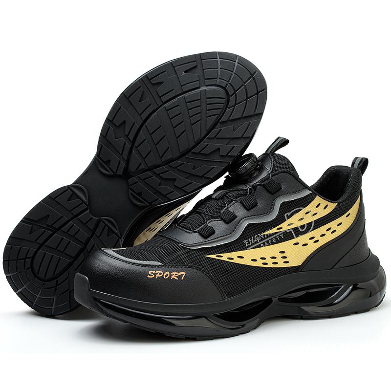Steel Toe Shoes Men Work Boots Rotary Buckle Work Sneakers Puncture-Proof Anti-smash Protective Shoes Lightweight Safety Shoes