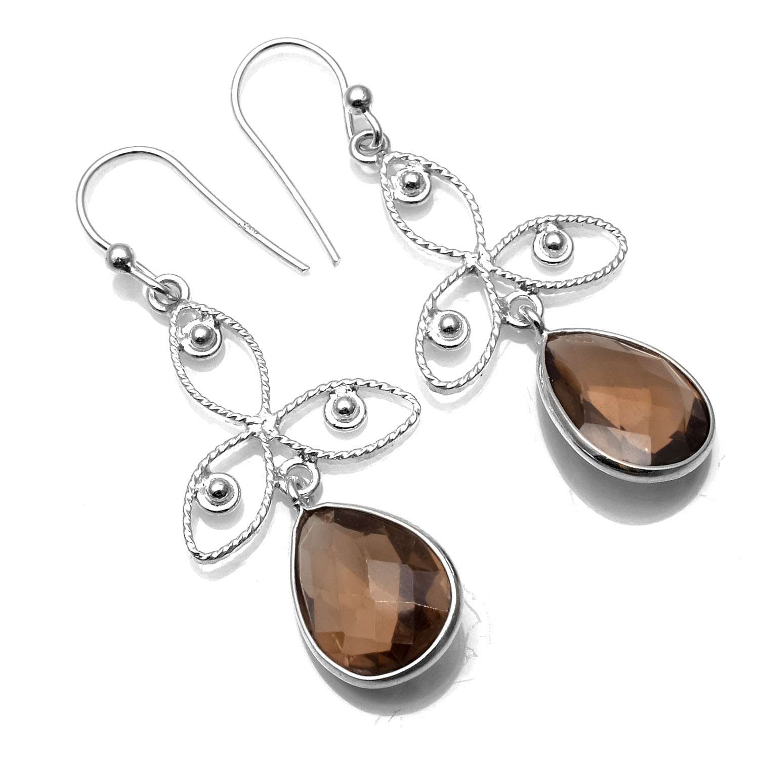 

Smoky Quartz Gemstone Earrings Solid 925 Sterling Silver Handmade Earrings Jewelry Gift For Women And Girls E-1025