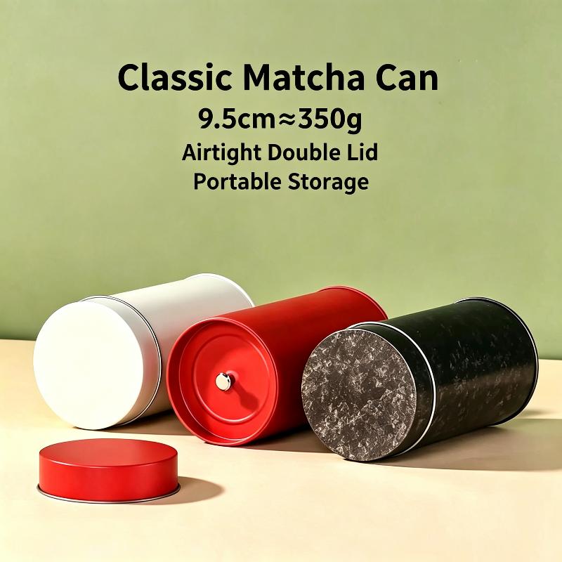 Matcha Powder Can 9.5cm Double Layer Airtight Sealed Portable Lightweight Jar for Travel Camping Tea Drinking