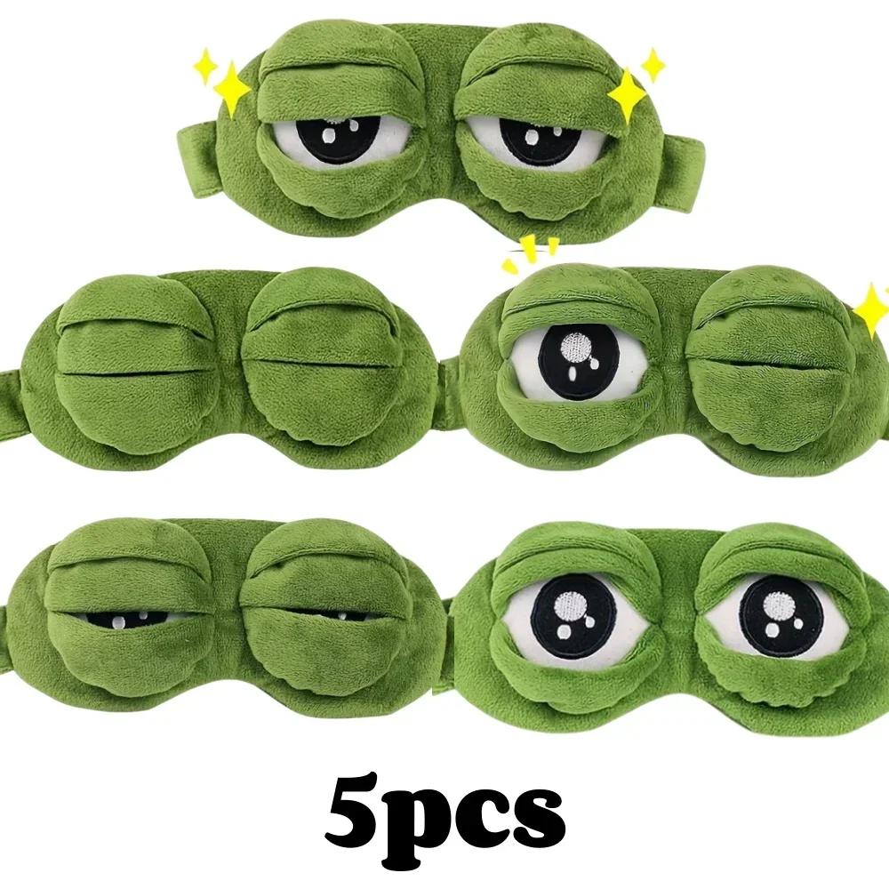 Maschera per dormire a forma di rana 3D Ombretto naturale per dormire Uomini Donne Cartone animato creativo Morbida Portatile Benda da viaggio Ufficio Cerotto per occhi