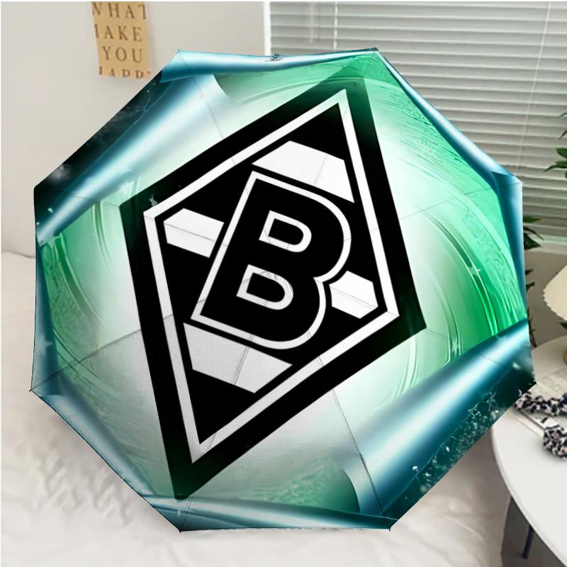 Borussia Monchengladbach logo Print Automatic Umbrella, 8 Rib Iron Frame, Plastic Handle, Suitable for Outdoor Travel &Daily , Ideal Gift