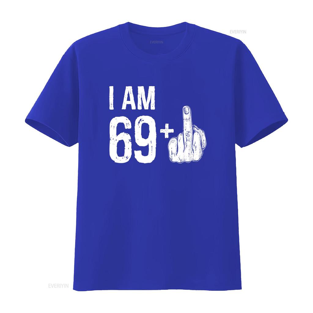 70th Birthday T Shirt I Am 69 Plus Middle Finger Funny Grandpa Grandma Bday Vintage Washed Unisex Casual Designer Clothes