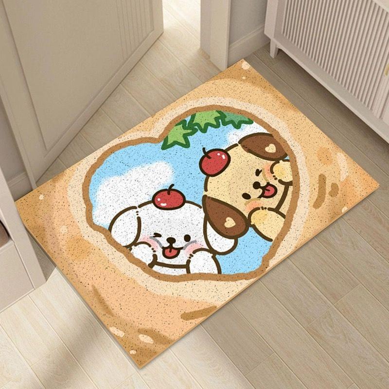 

Коврик для двери с рисунком из мультфильма, шелковый коврик с кольцом, нескользящий и грязный коврик для двери, пылевой коврик для двери, милый коврик для входной двери 40 * 60cm (high elastic silk ring)