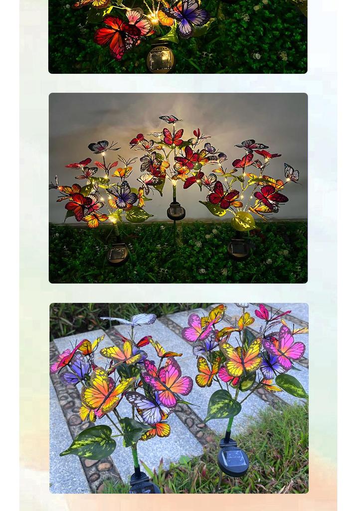 Solar LED Butterfly Flower Lantern: Outdoor Waterproof Ground Light for Courtyard and Square Decoration