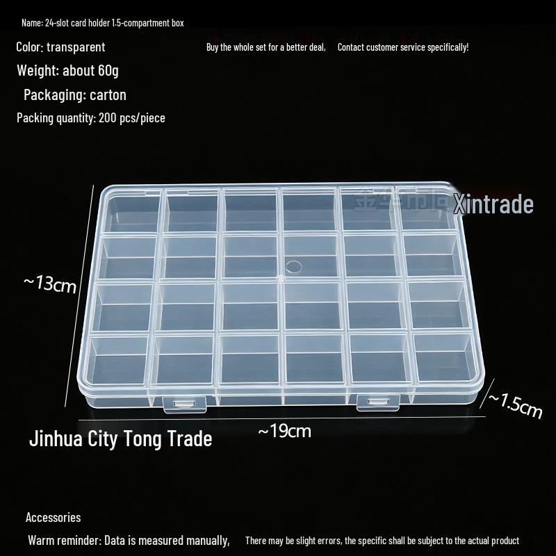 Transparent Storage Box for Electronics, Jewelry, Tools, Plastic Parts, and Fishing Tackle with Large Fixed Grids