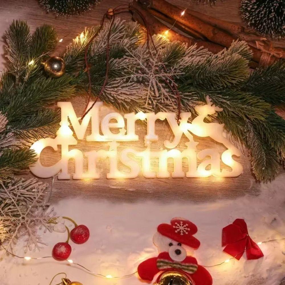 Three-dimensional Christmas Decoration Items Waterproof New Year Merry Christmas Letter Lights Perfect RED Panel