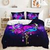 Three-Piece 3D Quilt Cover Gradual Change Dream Catcher Cat Kit Bedding