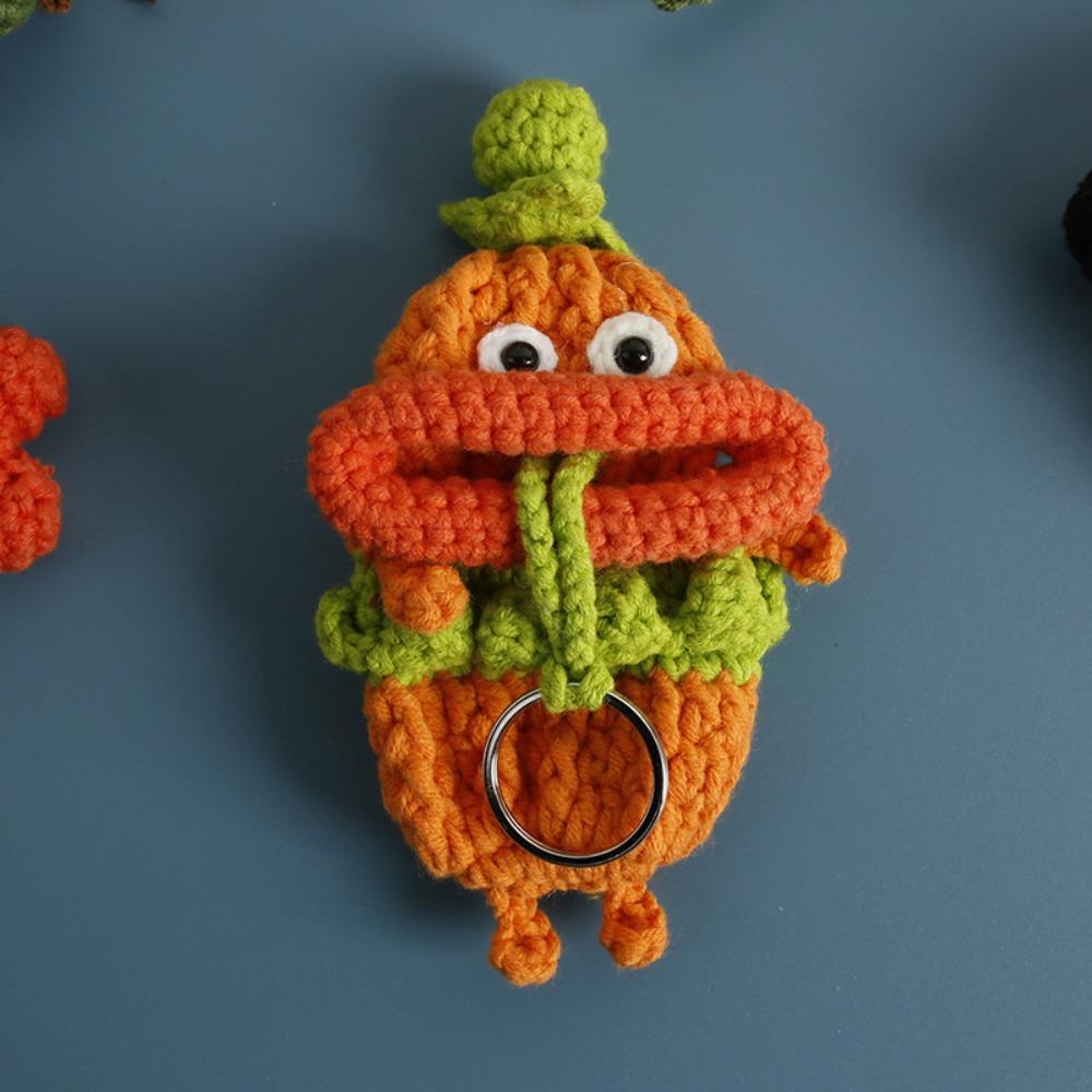 Cartoon Crochet Keychains Handmaking Knitting Doll Jewelry Gift Sausage Mouth Doll Car Keys Holder