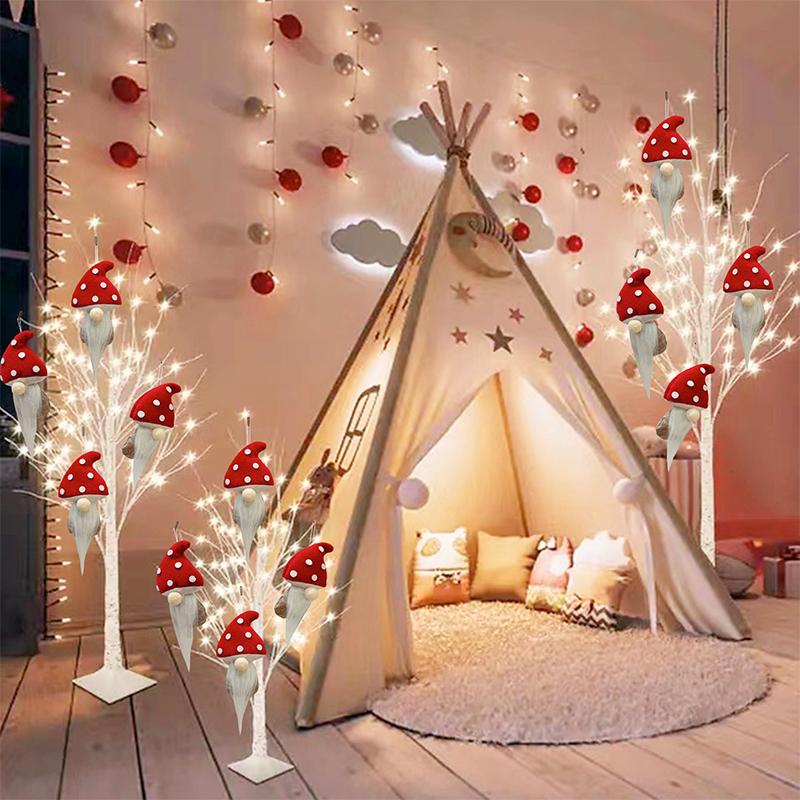 1/4/6PC Red Christmas Tree Tree Hanging Cute Hanging Pendants Party Long Beard Doll Pendants Christmas