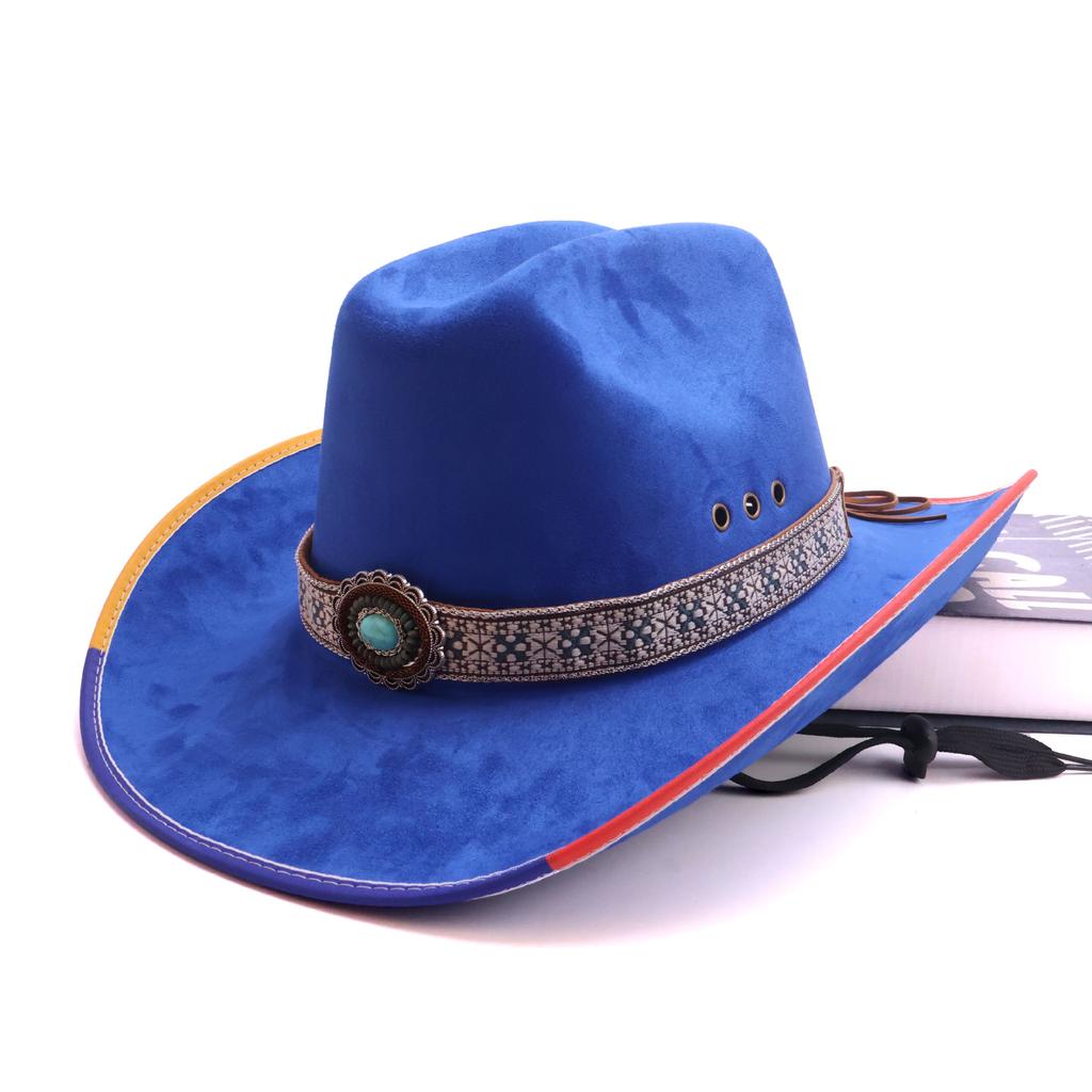 One-word Western Cowboy Hat, British Woolen Hat, Rolled Top Hat, European and American Style Hat