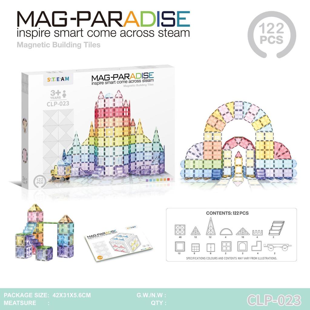 Stained Glass Magnetic Building Blocks Set - 100-Piece Educational Toy for Kids