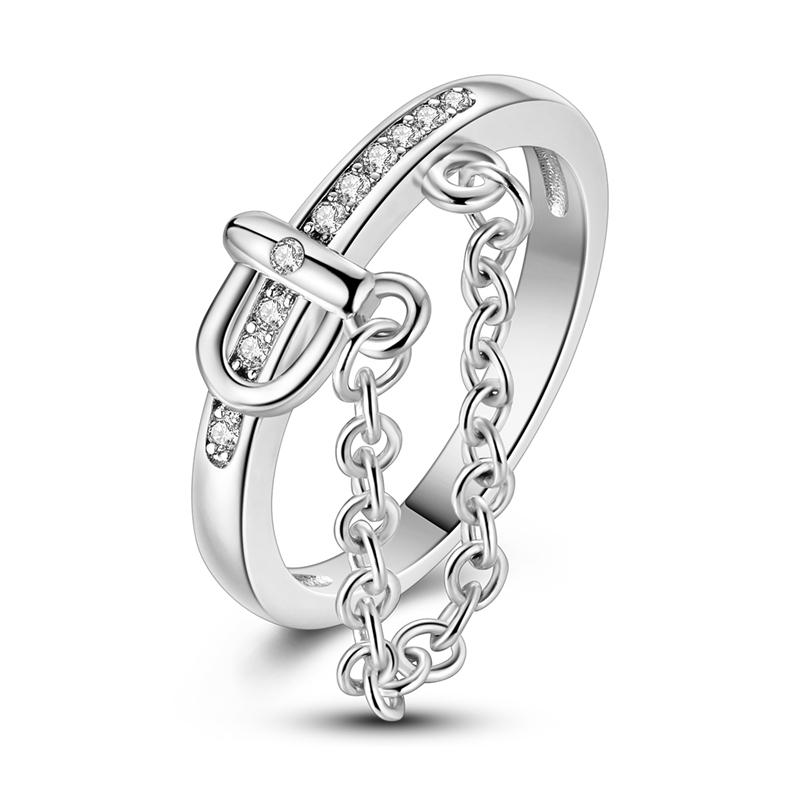 New Style 925 Silver Fashion Shining Zircon Ring Shiny Stone Simple Trendy Rings For Women Popular Wedding Jewelry Gift