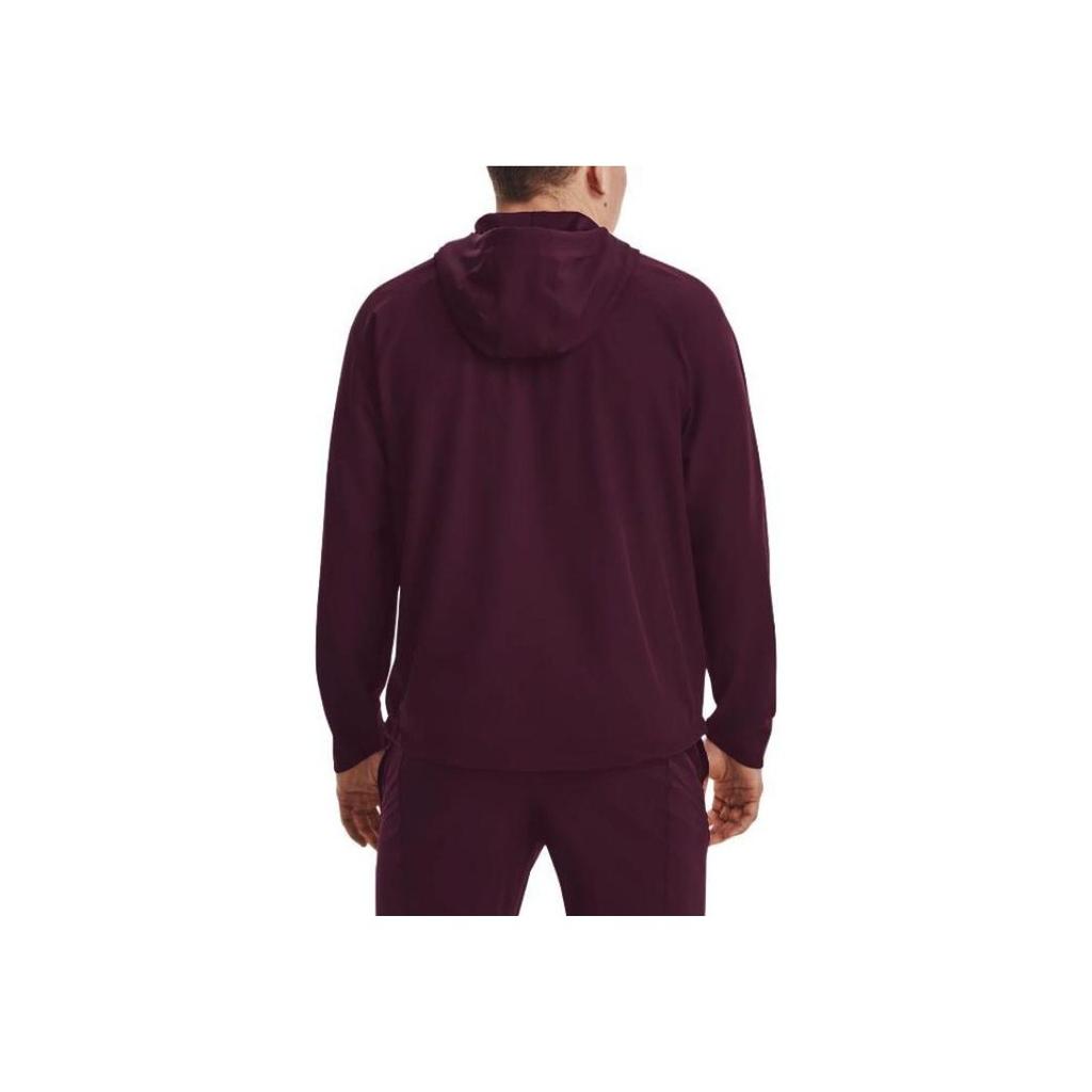 Under Armour Sun Protection Series Solid Color Zip-Up Drawstring Hooded Sports Woven Breathable Training Jacket Men Outerwear Rock-Purple 1370494-572