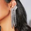 Qifu Silver Rhinestone Tassel Long Earrings for Women