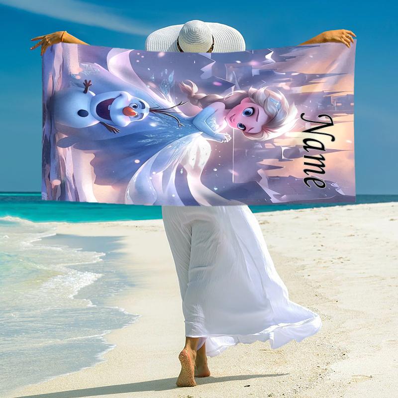Personalized Elsa Olaf's Winter Magic Beach Towel Microfiber Beach Towel Thin Absorbent for Beach Swimming Yoga Bath Sports. 0910198