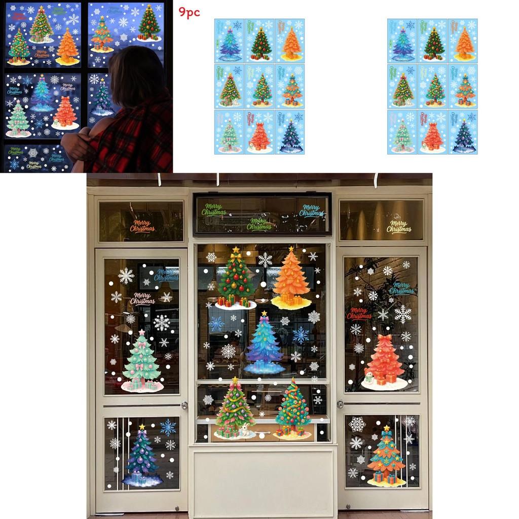 Christmas Tree Pvc Window Decal With Snowflake Static Cling For Holiday Decor