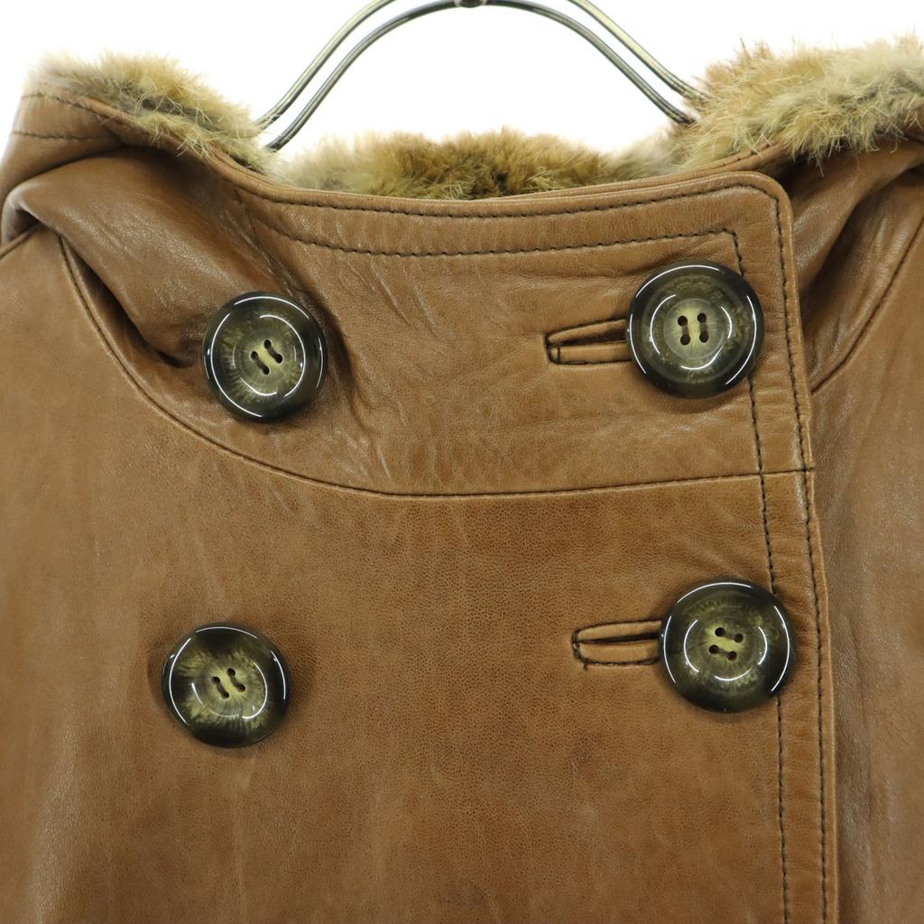 GRACE CONTINENTAL Langarm Kapuzen Ledermantel 36 Braun Schafleder Damen Gebraucht