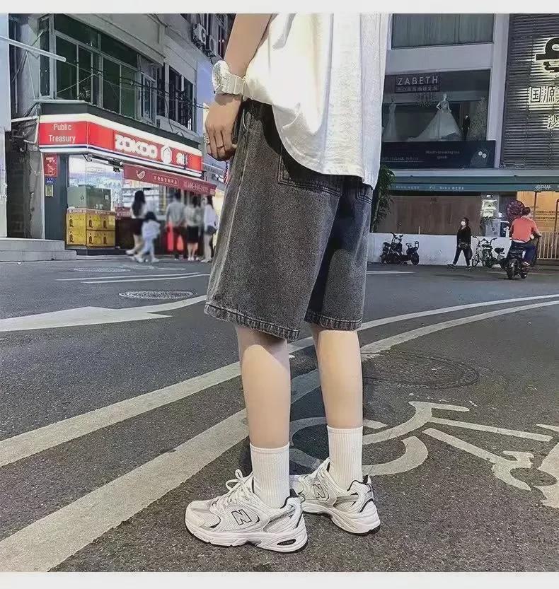 Men's Summer Japanese Straight Denim Wide-Leg Casual Mid-Length Shorts