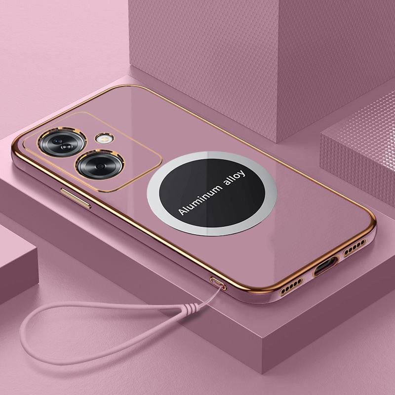 

Для Oppo A79 Чехол Oppo A79 5G Чехол для телефона Магнитное притяжение Роскошное квадратное покрытие Ударопрочный силиконовый чехол на заднюю панель Case & Strap&OPPO A79