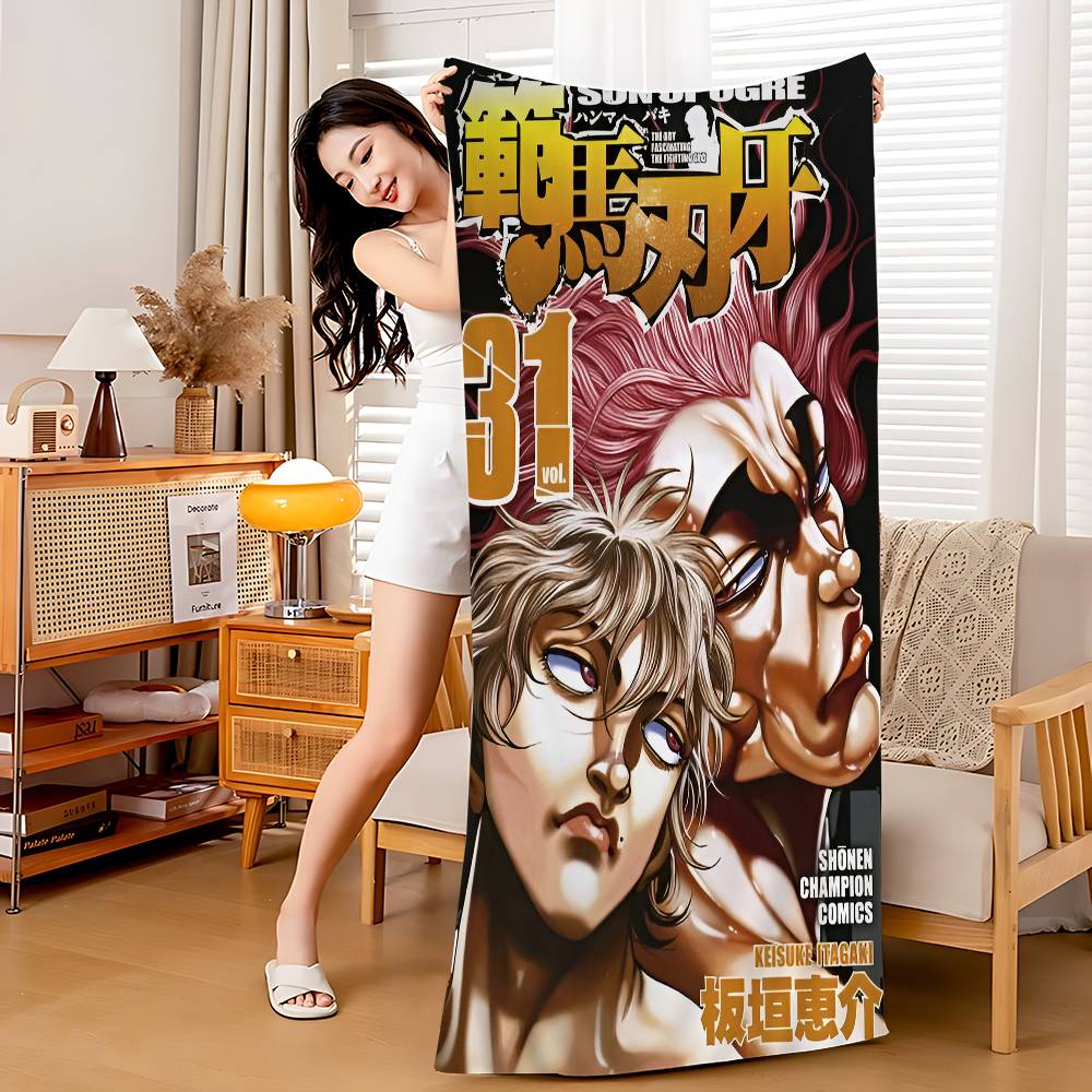 

Anime Baki Hanma Microfiber Beach Towel Absorbent Quick Dry Soft Yoga Swimming Resort Mountain Climbing Towel W40*H60(CM)