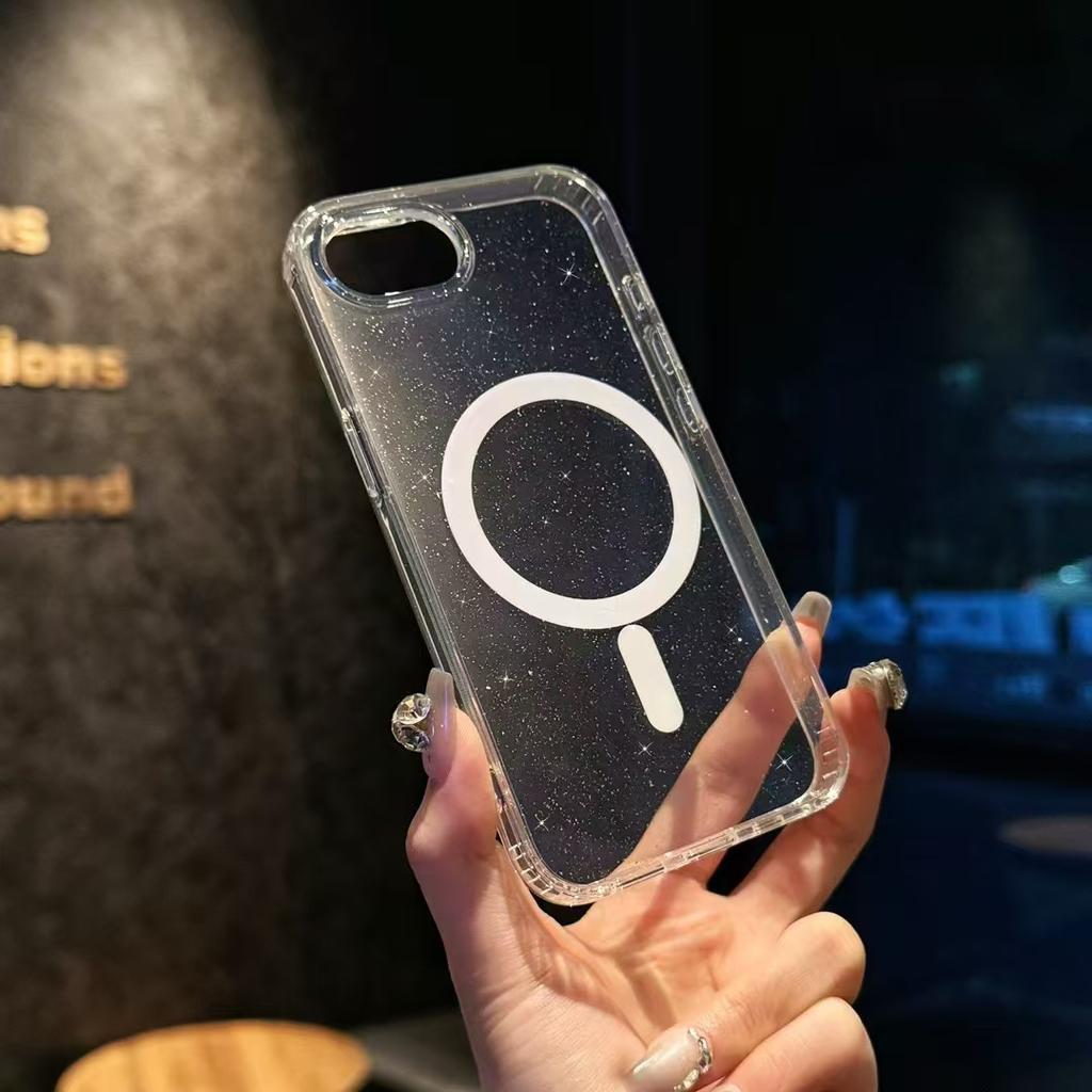 IPhone 16E Antibacterial Flash Powder Suitable for Apple 16Pro Mobile Phone Case 15 Acrylic Magnetic 14promax Anti-fall