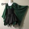 Women Long Sleeves Dress Medieval Vintage Fairy Elf Costume Bell Sleeve Retro Waist Cinching Patchwork Dress for Halloween Cosplay