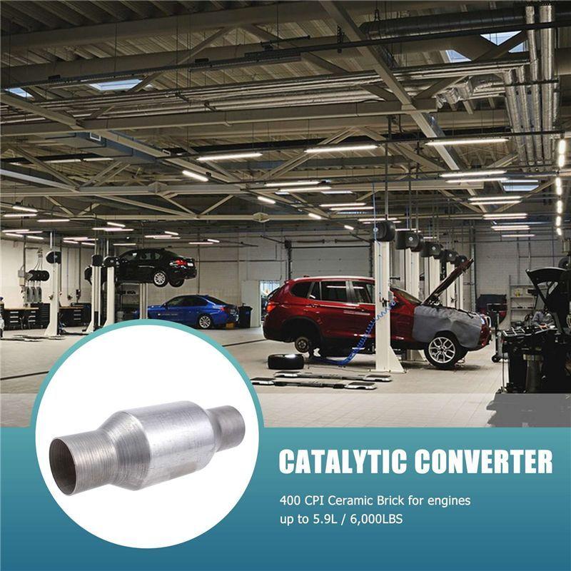 AA92-2.5Inch Spun Universal Catalytic Converter High Flow Stainless Steel 425250 Exhaust Catalytic Converter