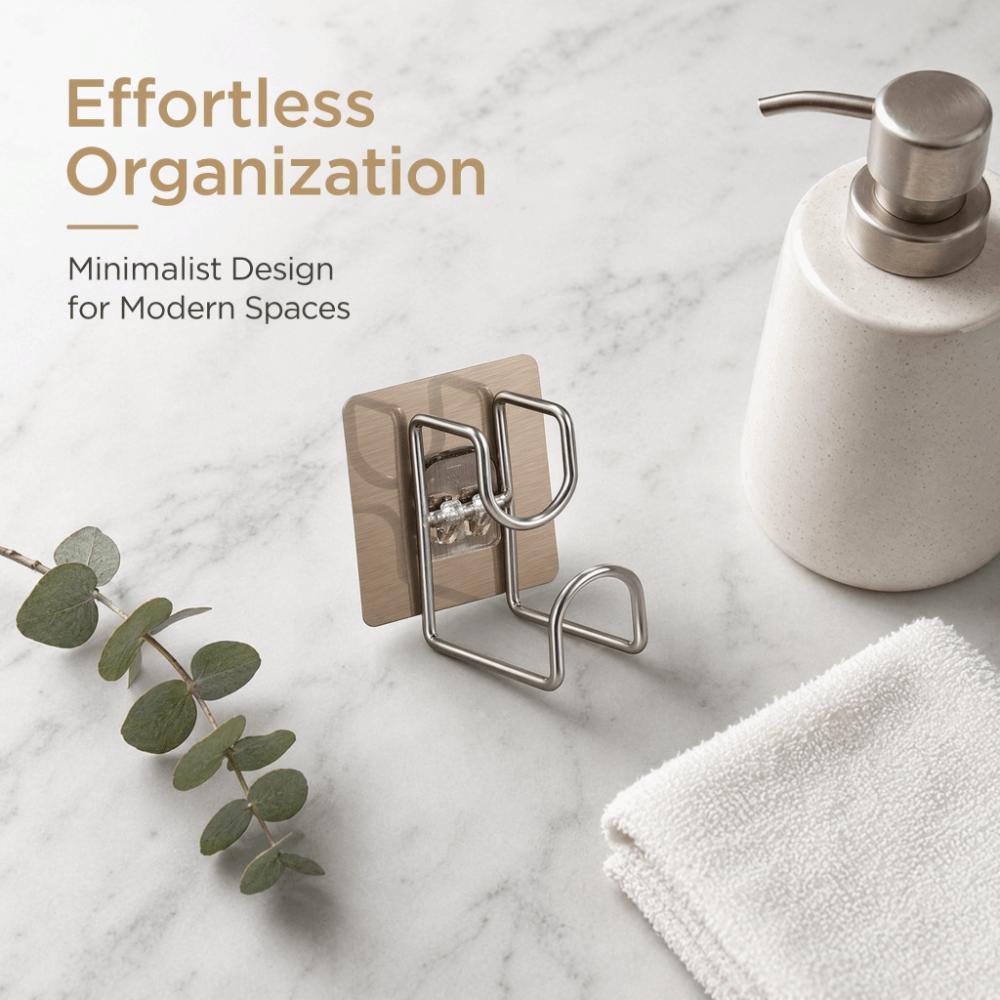 6 PCS Stainless Steel Wash Basin Hook Brown Silver Basin Hanger Self Adhesive Hook Home Supply