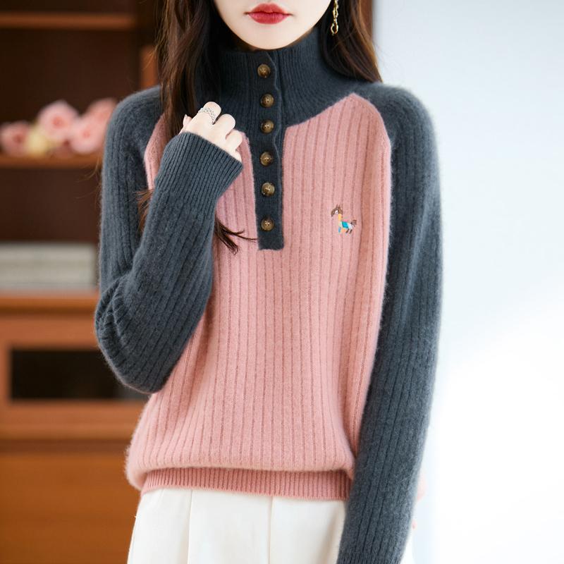 Women Sweater 100% Wool Turtleneck MODERN NEW SAGA Knit Pullover Thick Winter Jumpers Female Knit Tops