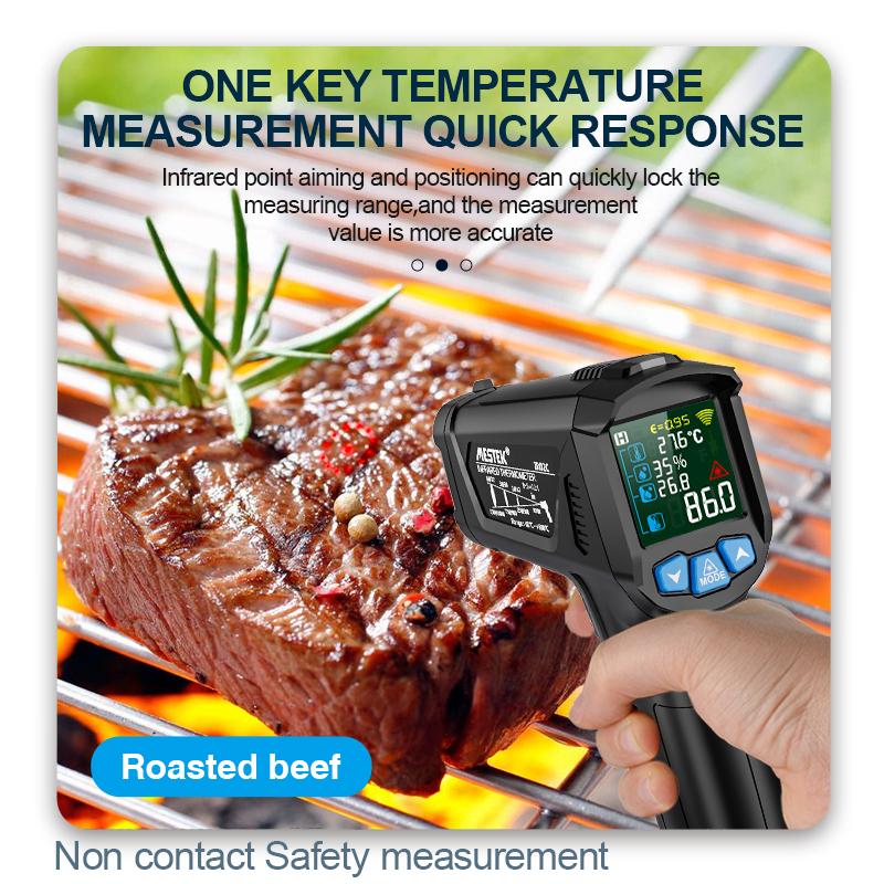 Digital Infrared Thermometer Pyrometer Outdoor Food Kitchen Thermometers Double Laser High Temperature Meter Gun IR02 Heat Meter