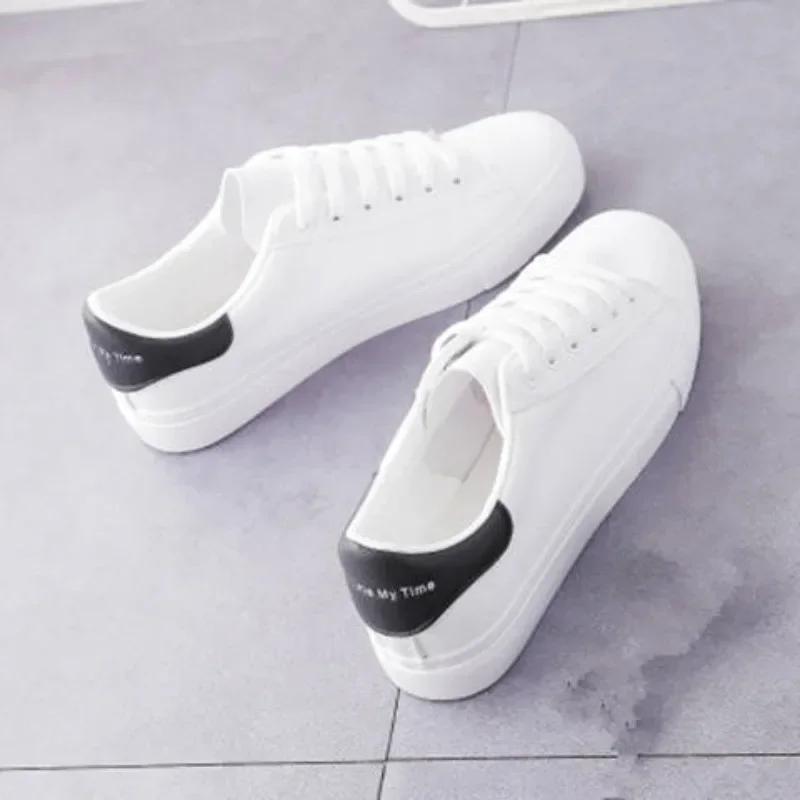 

Fashion Fashion Women s Vulcanize Shoes 2025 New in Casual Classic Solid Color PU Leather Shoes Woman Casual White Shoes Sneakers 35 чёрный