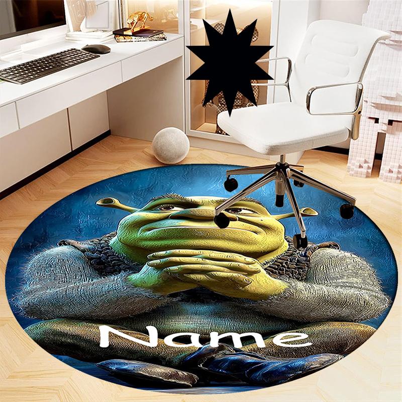 Benutzerdefinierter Name Shrek Aufdruck Runder Teppich Teppich Stuhlteppich Bereichsteppich Eingang Fußmatten, für Bürostuhl Wohnzimmer Schlafzimmer Küche.