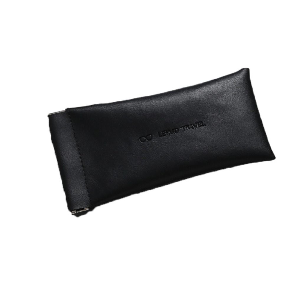 

PU Leather Lipstick Storage Bag Solid Color Mini Cosmetic Bag Soft Self-closing Glasses Bag Girls чёрный